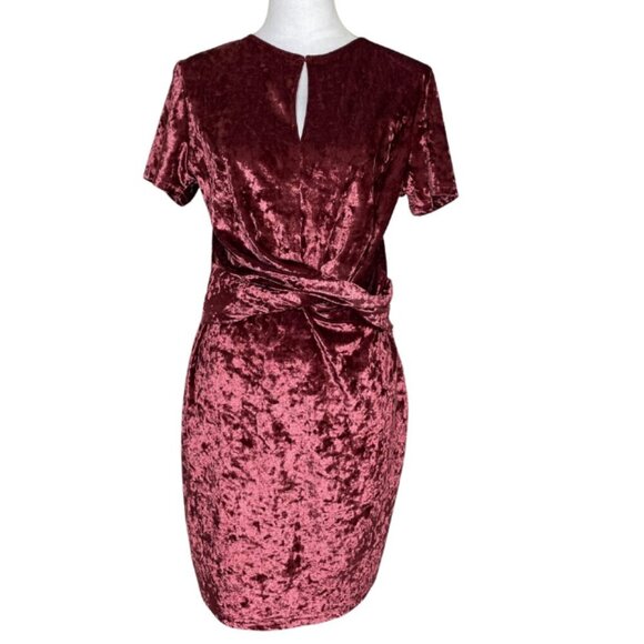 She + Sky Women's Romantic Velvet Velour Flirty Wrap Cut-out Y2k Vintage Dress L - Picture 1 of 5